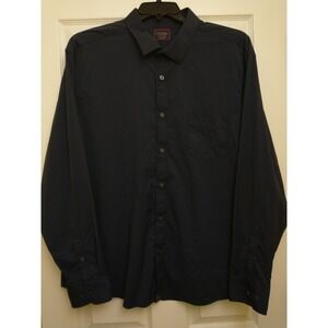 Men's Untuckit Button Up Shirt XXXL Navy Blue Long Sleeve Nylon